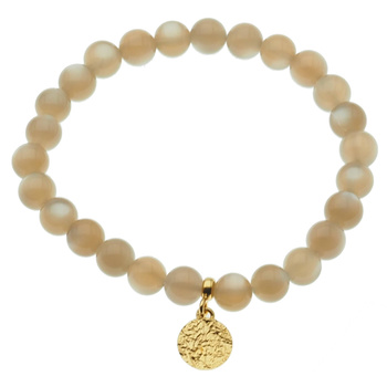 Bransoletka 18 cm - Kamień Słoneczny kulki i srebro złocone