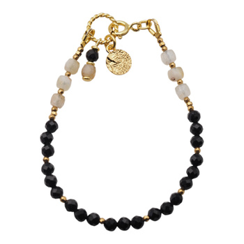 Bransoletka z Cytrynem, Turmalinem i Hematytem – ręcznie wykonana, srebro pozłacane 925