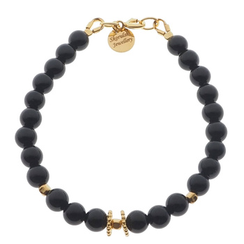 Bransoletka - Turmalin czarny i srebro złocone