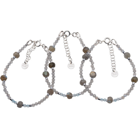 Bransoletka - Labradoryt , Topaz, Hematyt i srebro