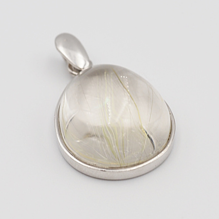 Zawieszka z Kwarcem Rutylowym ze złotą nitką w srebrze rodowanym