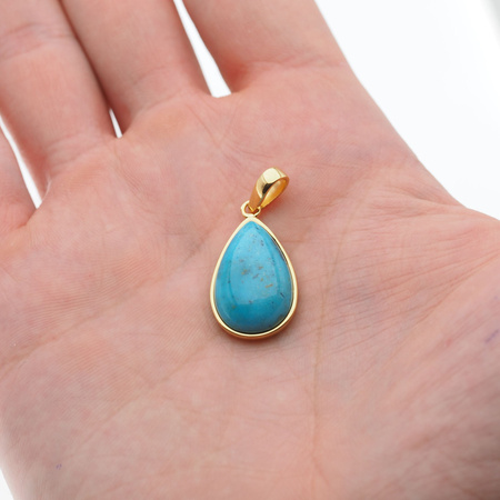 Zawieszka - Turkus łza 21x14mm w srebrze złoconym