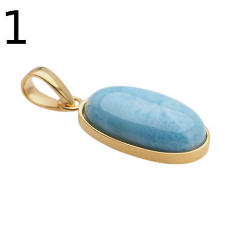 Zawieszka - larimar owalny w srebrze złoconym