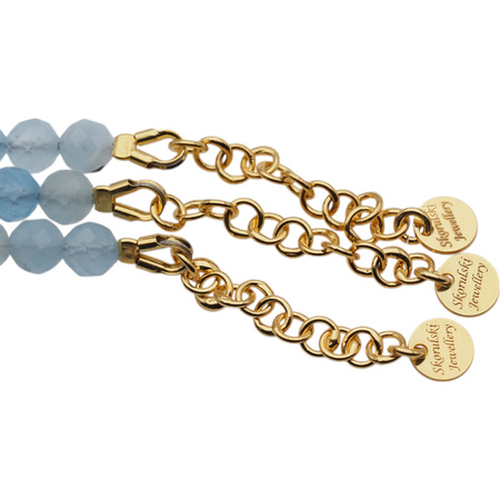 Bransoletka - Akwamaryn kulki 5mm i srebro złocone