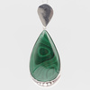 Srebrna zawieszka z naturalnym malachitem – łezka 18×13 mm