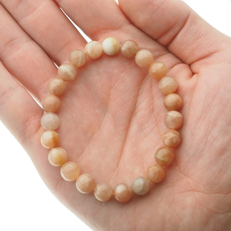 Bransoletka 19 cm na gumce - Kamień Słoneczny kulki 8 mm