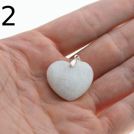 Zawieszka - Kamień Księżycowy serce w srebrze