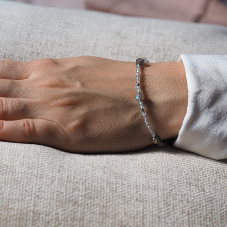 Bransoletka - Labradoryt , Topaz, Hematyt i srebro