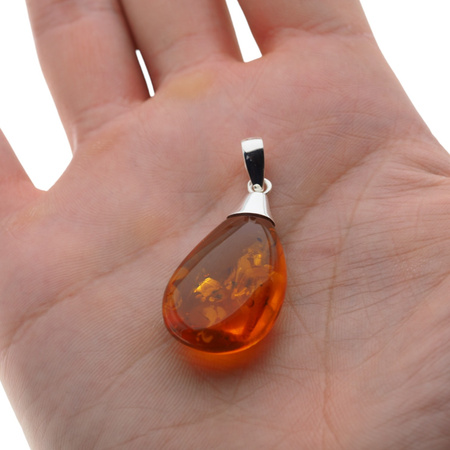 Zawieszka - koniakowy Bursztyn w srebrze 