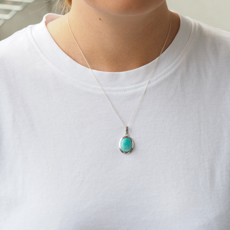 Zawieszka - Amazonit owalny 15x12mm w srebrze rodowanym