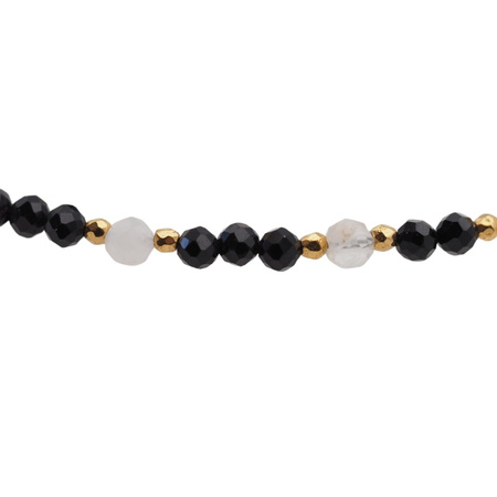 Bransoletka mix - Turmalin, cytryn, kwarc różowy, rubin i srebro złocone