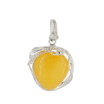 Zawieszka - Bursztyn mleczny łza w srebrze 