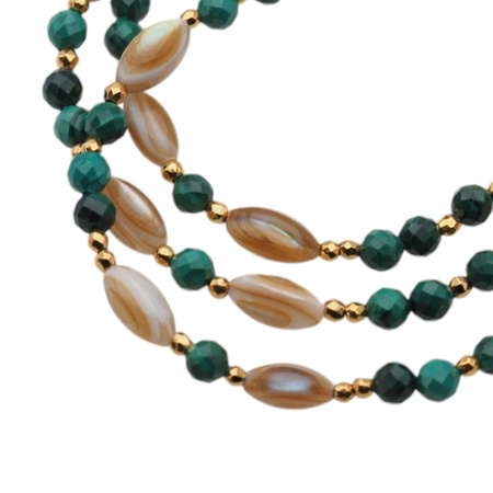 Bransoletka mix - Malachit, Muszla, Hematyt i srebro złocone