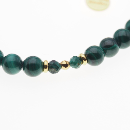 Bransoletka - malachit, cytryn kulki i srebro złocone