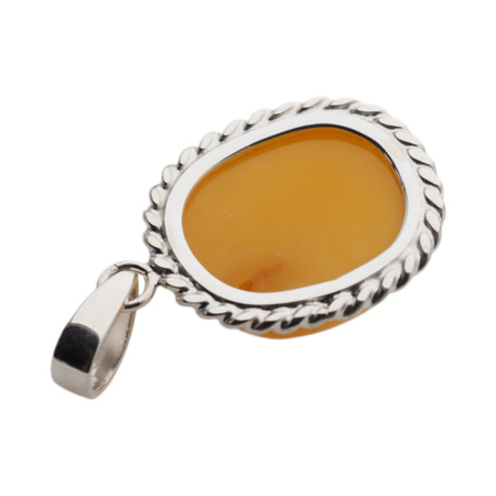 Zawieszka - Bursztyn mleczny prostokąt w srebrze 