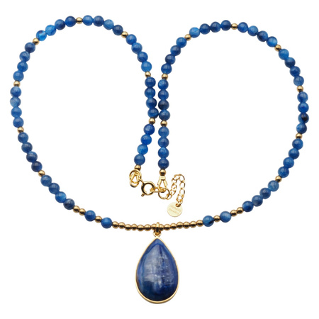 Naszyjnik z Kyanitem – ręcznie wykonany, srebro pozłacane 925