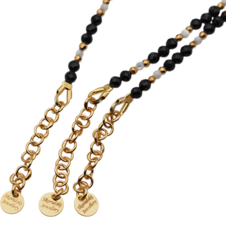 Bransoletka - Turmalin, Koral, Malachit, Muszla, gwiazdki i srebro złocone