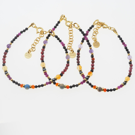 Bransoletka znak zodiaku baran - mix kamieni i srebro złocone