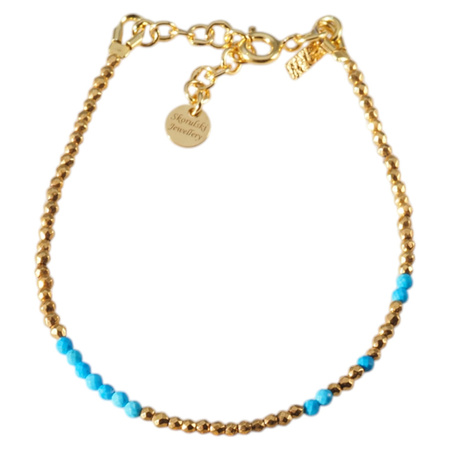 Bransoletka urodzeniowa grudzień - turkus, złoty hematyt i srebro złocone