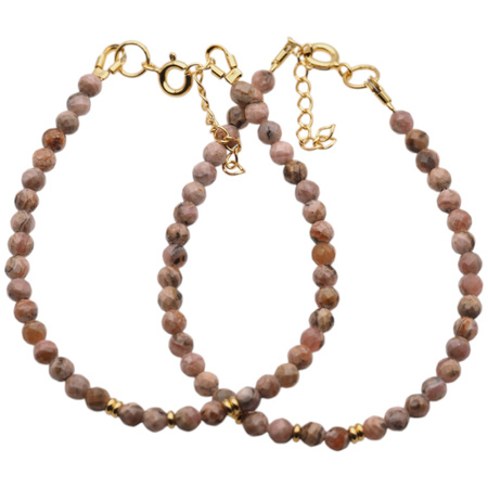 Bransoletka - Rodochrozyt kulki i srebro pozłacane 