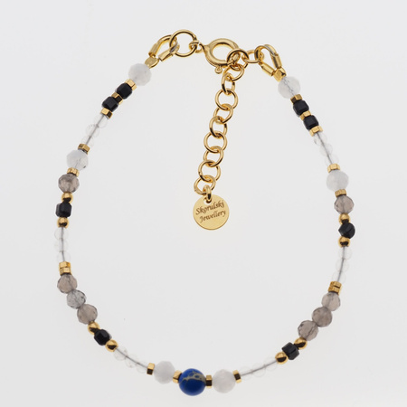 Bransoletka znak zodiaku Koziorożec - mix kamieni i srebro złocone