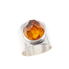 Pierścionek sygnet - Koniakowy Bursztyn fasetowany w srebrze (różne rozmiary)