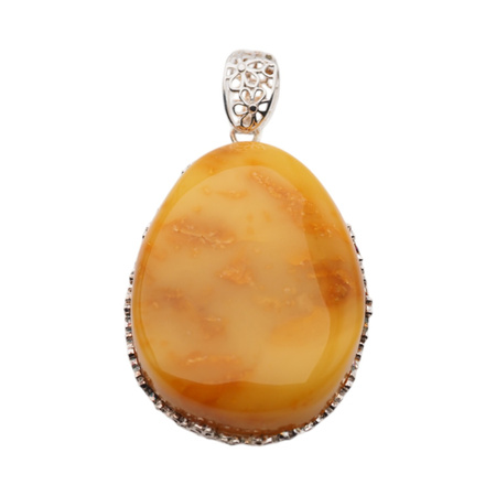 Zawieszka - Bursztyn mleczny w srebrze