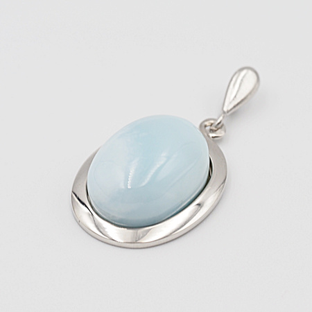 Zawieszka z larimarem owalnym w srebrze rodowanym