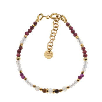 Bransoletka znak zodiaku lew - mix kamieni i srebro złocone