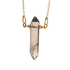 Naszyjnik - Kwarc Dymny sopel na łańcuszku srebrnym złoconym