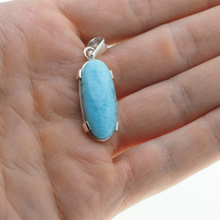 Zawieszka - larimar owalny 28x12 mm w srebrze