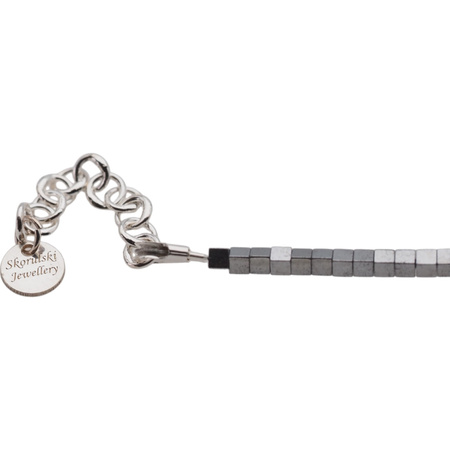 Bransoletka urodzeniowa marzec - akwamaryn, hematyt i srebro