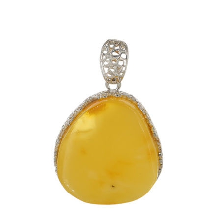 Zawieszka - Bursztyn mleczny w srebrze 