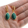 Kolczyki - malachit markiza w srebrze złoconym