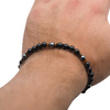 Bransoletka męska na gumce - czarny Turmalin, Tygrysie Oko i Hematyt