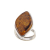 Pierścionek regulowany - Koniakowy Bursztyn w srebrze