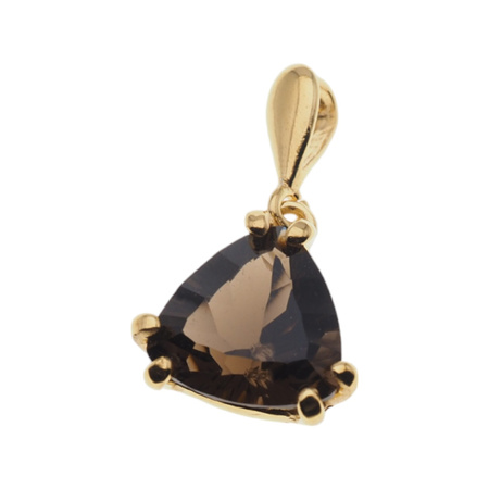 Zawieszka - Kwarc dymny trójkąt (szlif diamentowy) w srebrze złoconym