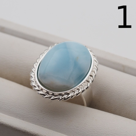 Pierścionek regulowany - owalny Larimar w srebrze