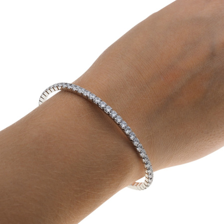 Bransoletka sprężynująca - cyrkonie w srebrze