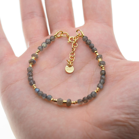 Bransoletka - Labradoryt z Hematytem i srebro złocone