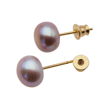 Kolczyki z różowymi, okrągłymi Perłami w srebrze złoconym
