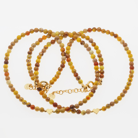 Naszyjnik z sercem - Jaspis cesarski żółty i srebro złocone