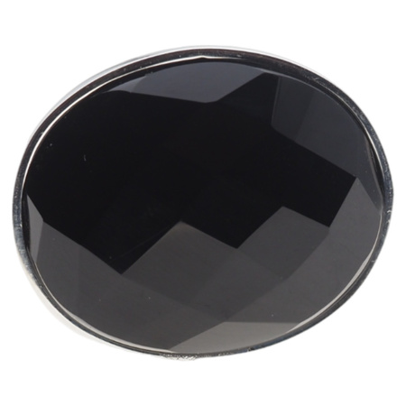 Pierścionek regulowany z owalnym Onyksem fasetowanym w srebrze młotkowanym