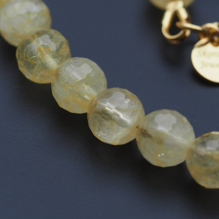 Naszyjnik - Cytryn fasetowane kulki i srebro złocone