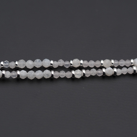 Bransoletka - Kamień Księżycowy kulki i srebro