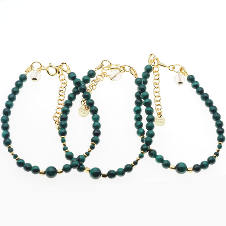 Bransoletka - malachit, cytryn kulki i srebro złocone