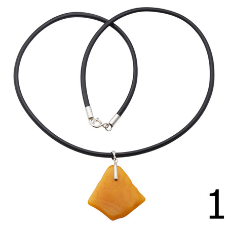 Naszyjnik  na rzemieniu - surowy Bursztyn mleczny