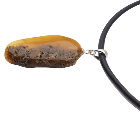 Naszyjnik  na rzemieniu - surowy Bursztyn