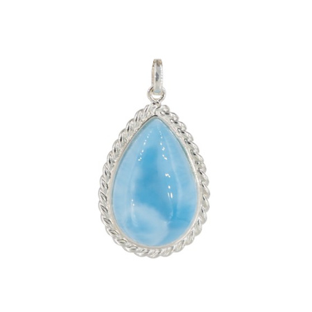 Zawieszka - larimar łza 23x15 mm w srebrze