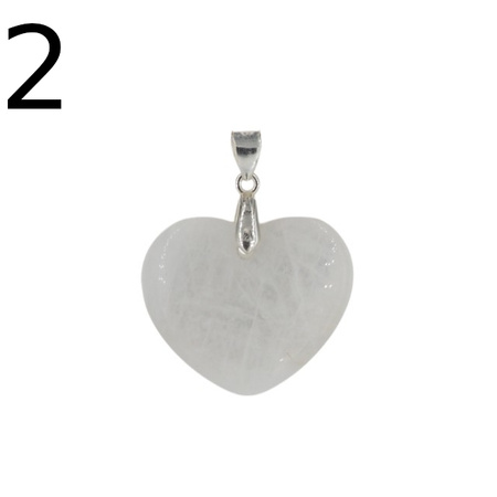 Zawieszka - Kamień Księżycowy serce w srebrze